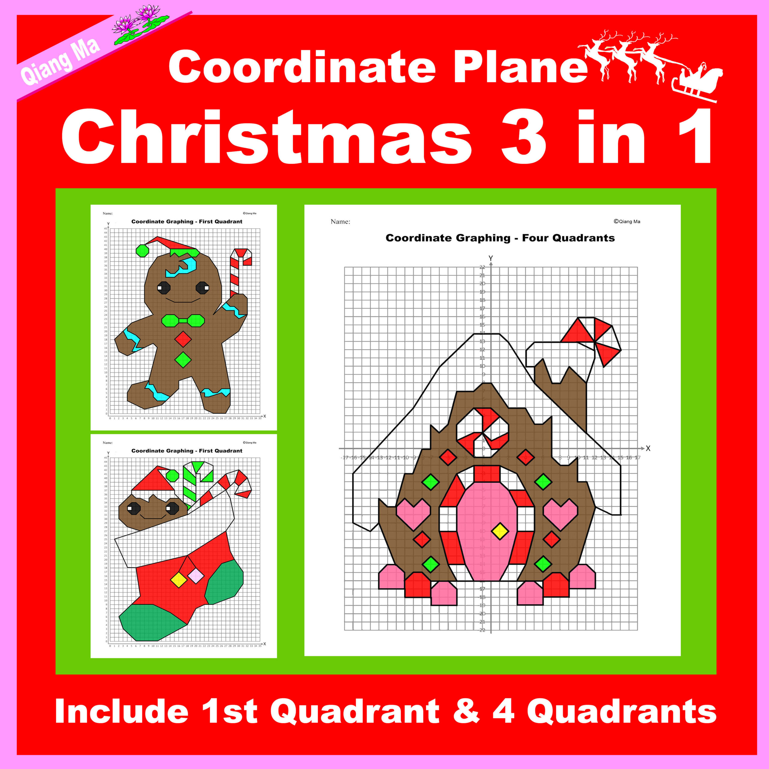 Christmas Coordinate Plane Graphing Picture: Christmas Bundle 3 In inside Christmas Coordinate Plane Worksheets