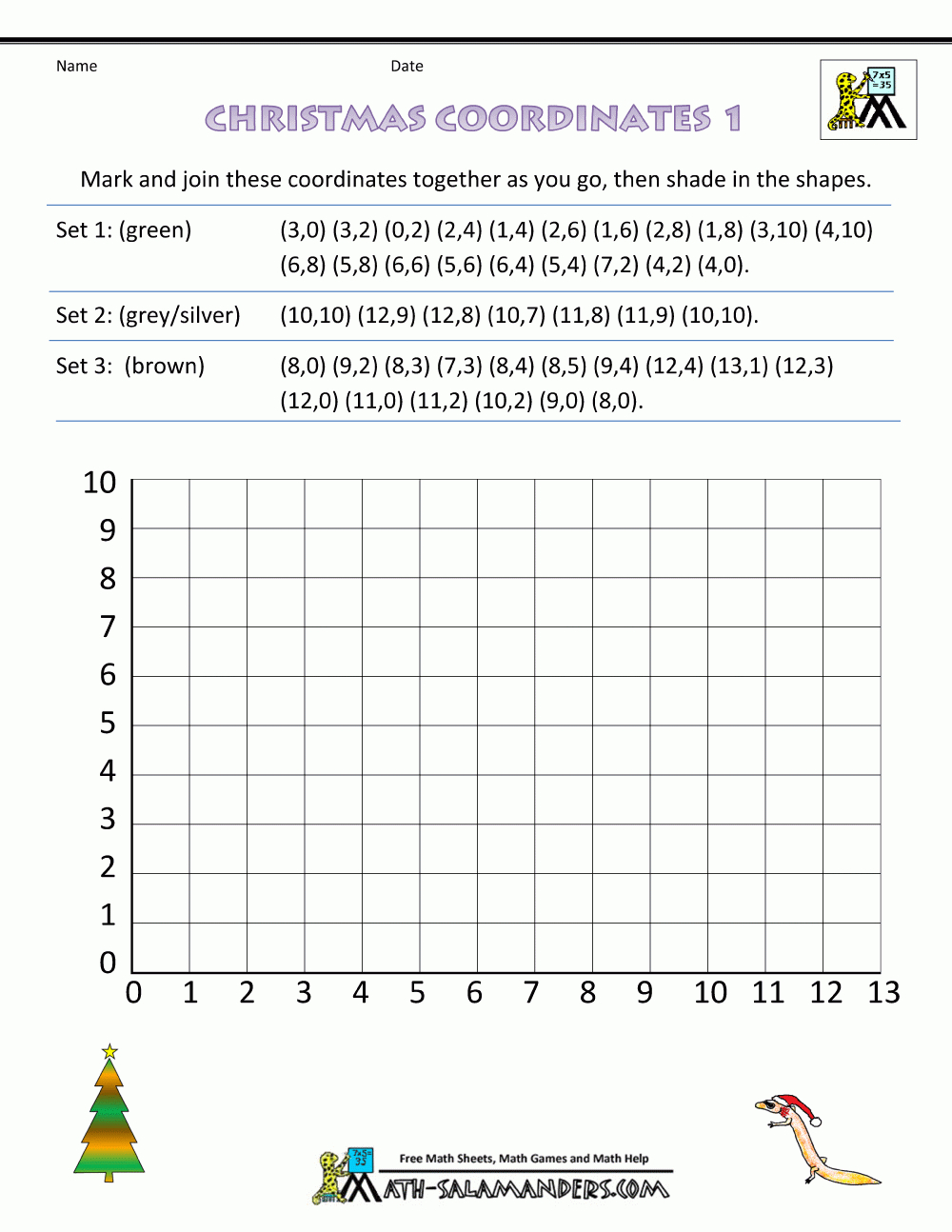 Christmas Coordinates Lessons, Worksheets And Activities in Free Printable Christmas Coordinates Worksheets