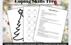 Christmas Coping Skills Tree Activity: Mental Health Worksheet in Coping Skills Christmas Counseling Worksheets