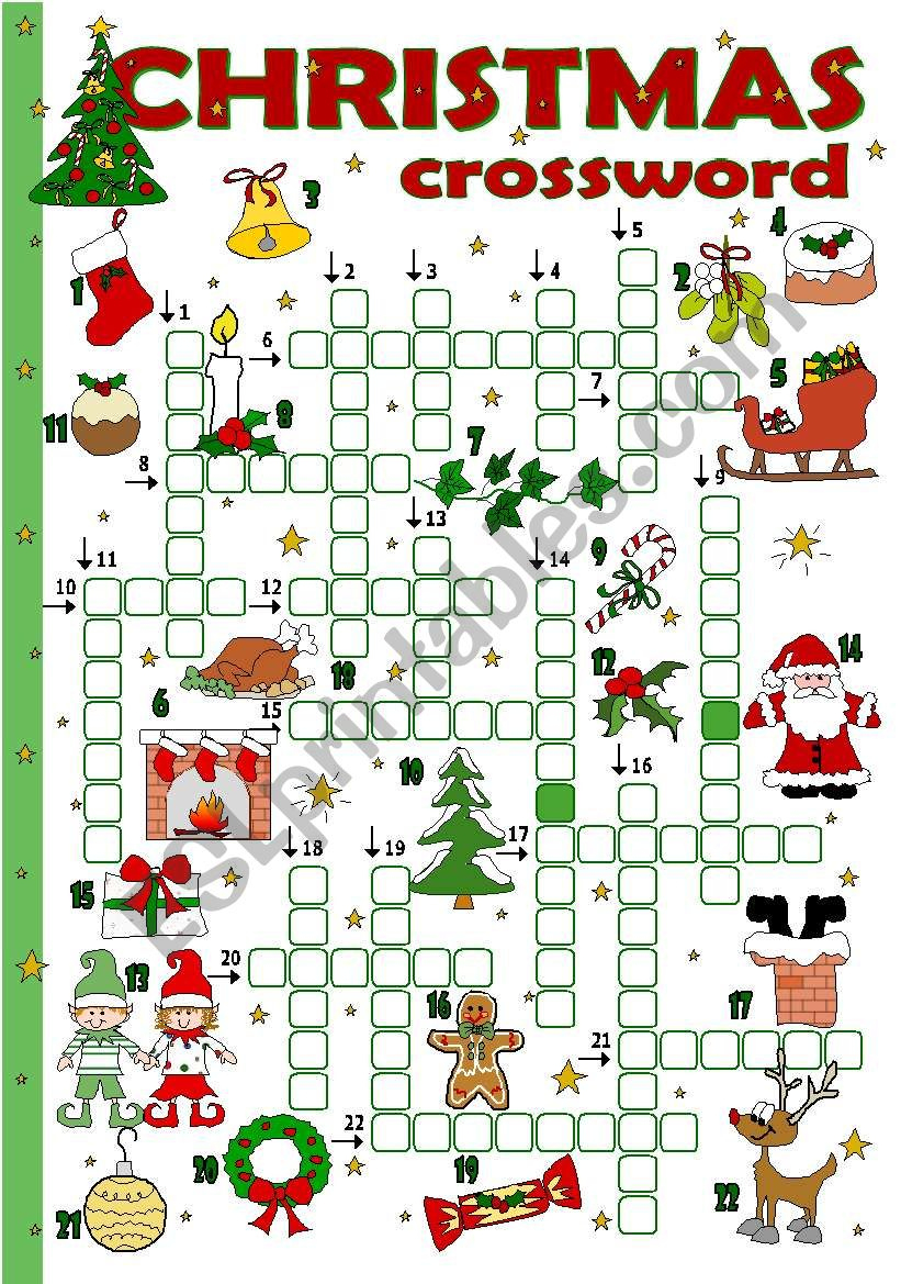 Christmas Crossword - Esl Worksheettecus throughout Christmas Crossword Puzzle Worksheets