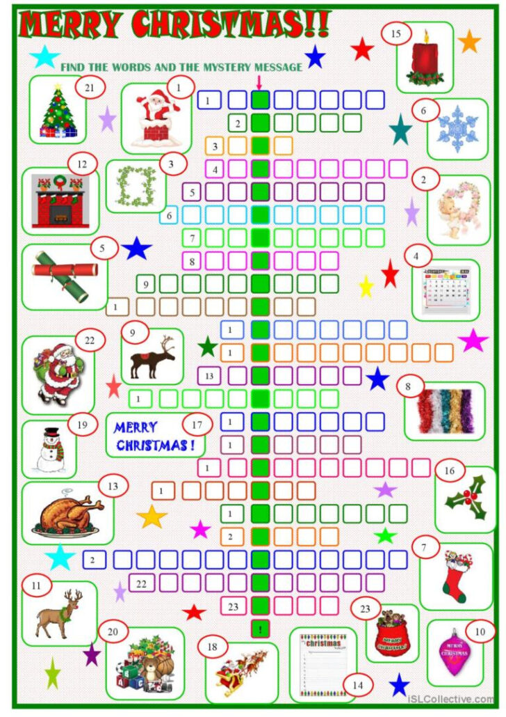 Christmas Worksheets Crossword Puzzles
