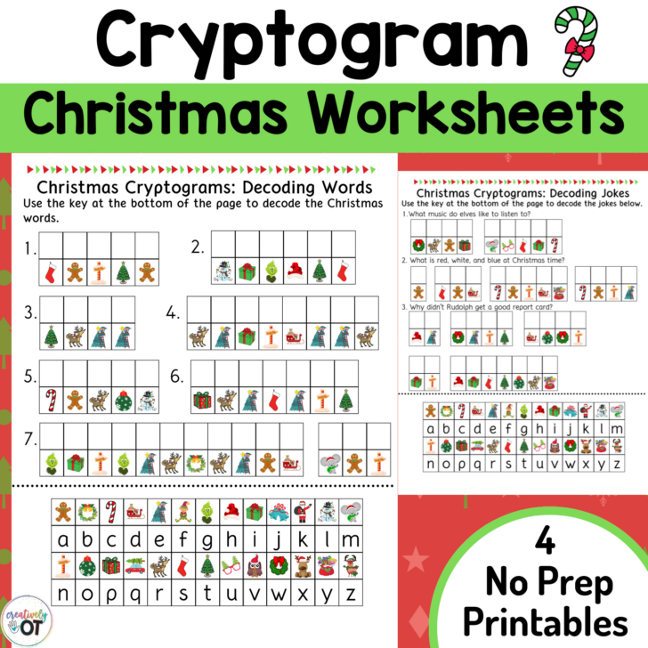 Free Printable Christmas Cryptogram Worksheets