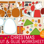 Christmas Cut & Glue Worksheets, 12 Activity Pages, Cut And Paste For Christmas Cut And Glue Worksheets