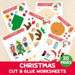 Christmas Cut & Glue Worksheets, 20 Activity Pages, Cut And Paste With Regard To Cut And Glue Christmas Worksheets