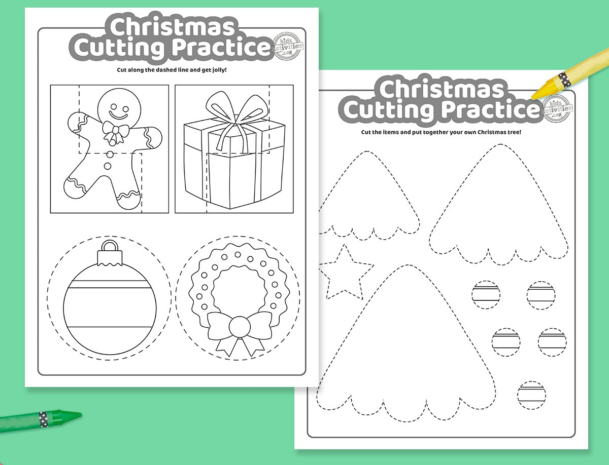 Christmas Cutting Practice Coloring Pages For Kids! Kids regarding Free Christmas Cutting Worksheets