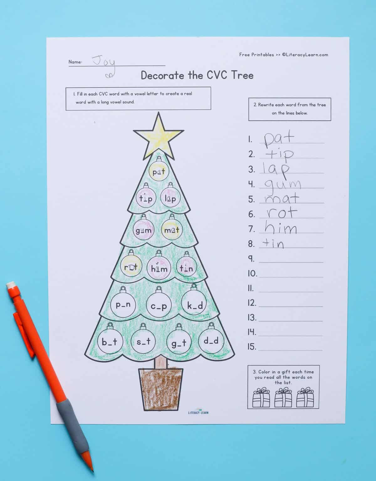 Christmas Cvc Worksheets For Kindergarten - Free Printables regarding Christmas Cvc Words Worksheets