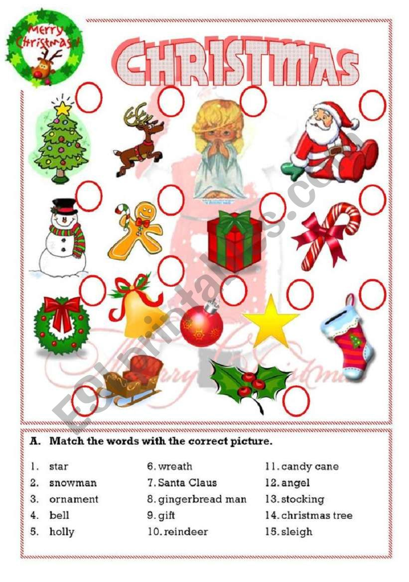 Christmas - Esl Worksheetisaserra for Christmas Worksheets For Esl Students