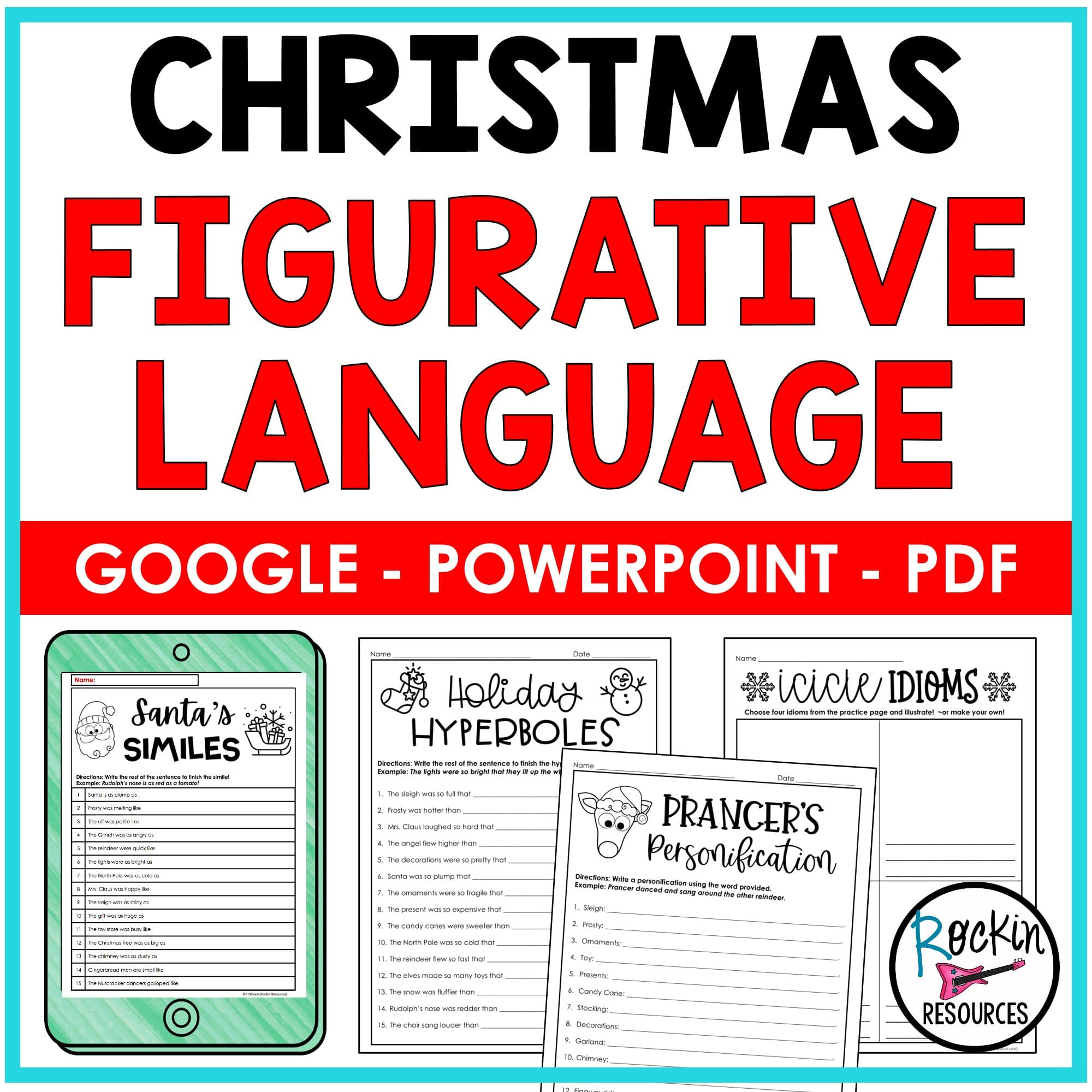Christmas Figurative Language - Rockin Resources regarding Christmas Figurative Language Worksheets