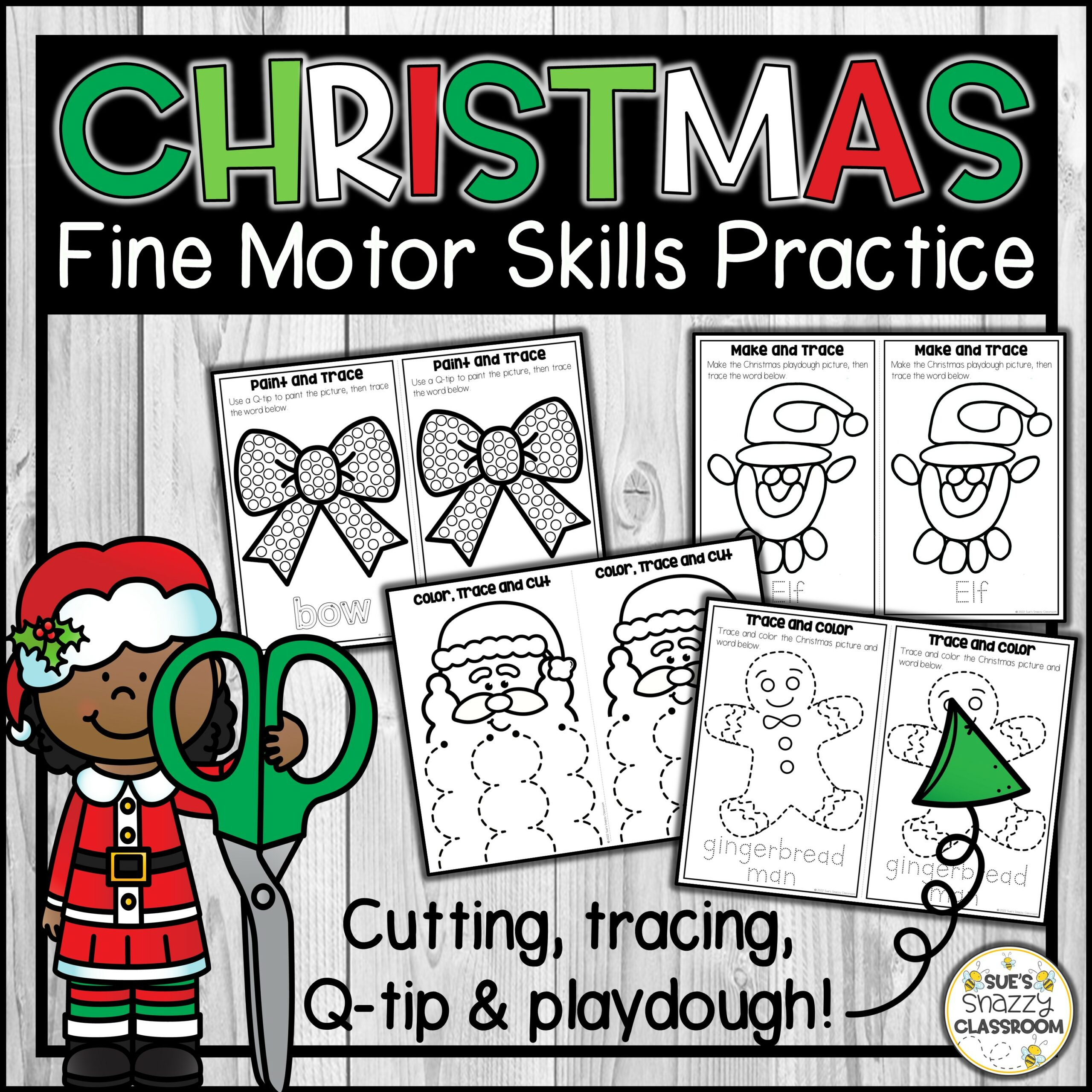 Christmas Fine Motor Skills Practice Activity | Cutting, Tracing within Christmas Fine Motor Skills Worksheets