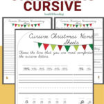 Christmas Free Printable Cursive Handwriting Worksheets With Christmas Cursive Writing Worksheets