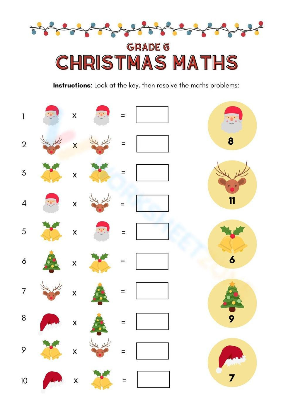 Christmas Grade 6 Math Worksheet Worksheet within 6Th Grade Christmas Math Worksheets