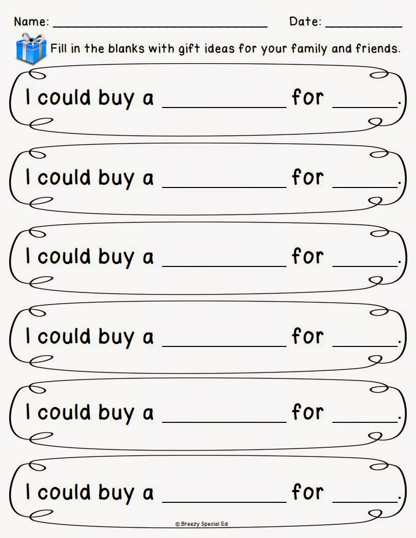 Christmas/Holiday Shopping Worksheets For Free - Breezy Special Ed pertaining to Christmas Shopping Math Worksheets