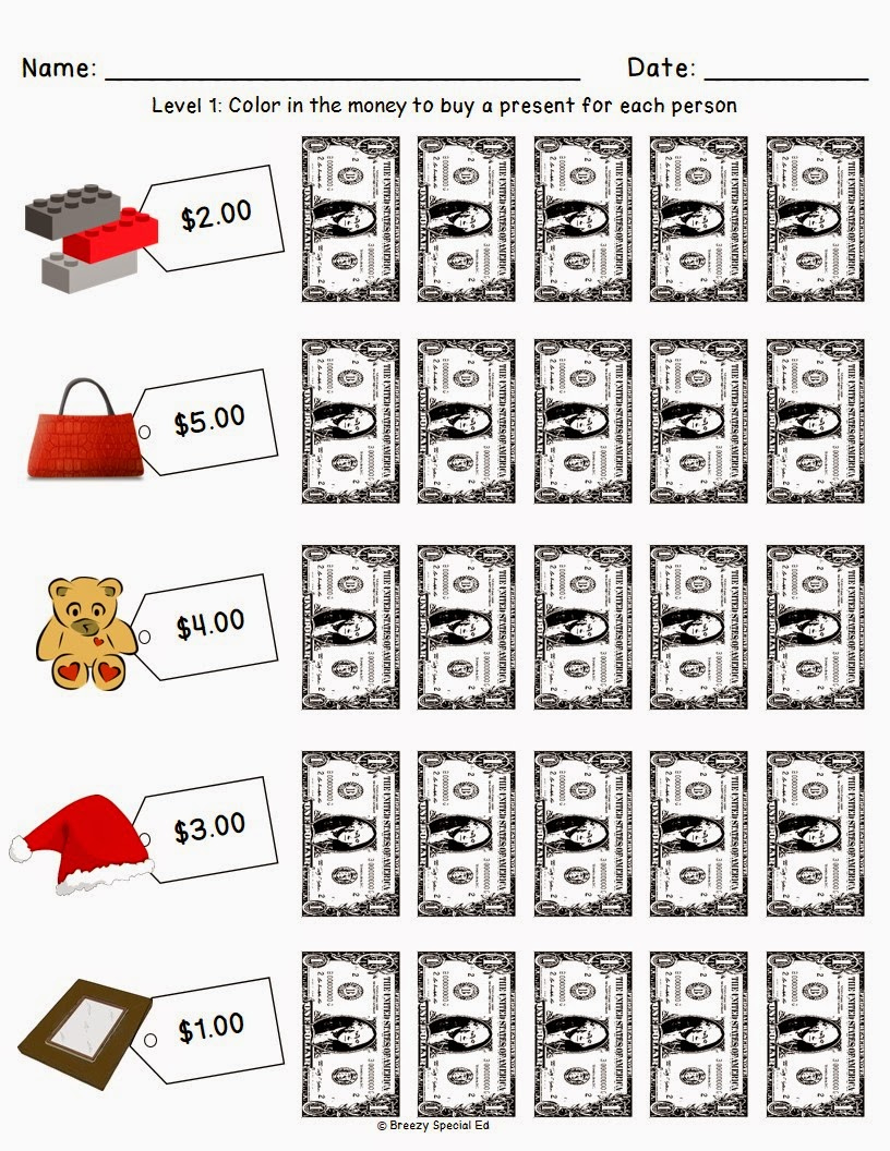 Christmas/Holiday Shopping Worksheets For Free - Breezy Special Ed within Christmas Shopping Math Worksheets