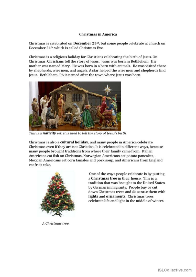 Christmas In America: English Esl Worksheets Pdf &amp;amp; Doc with regard to Christmas In The Usa Worksheets