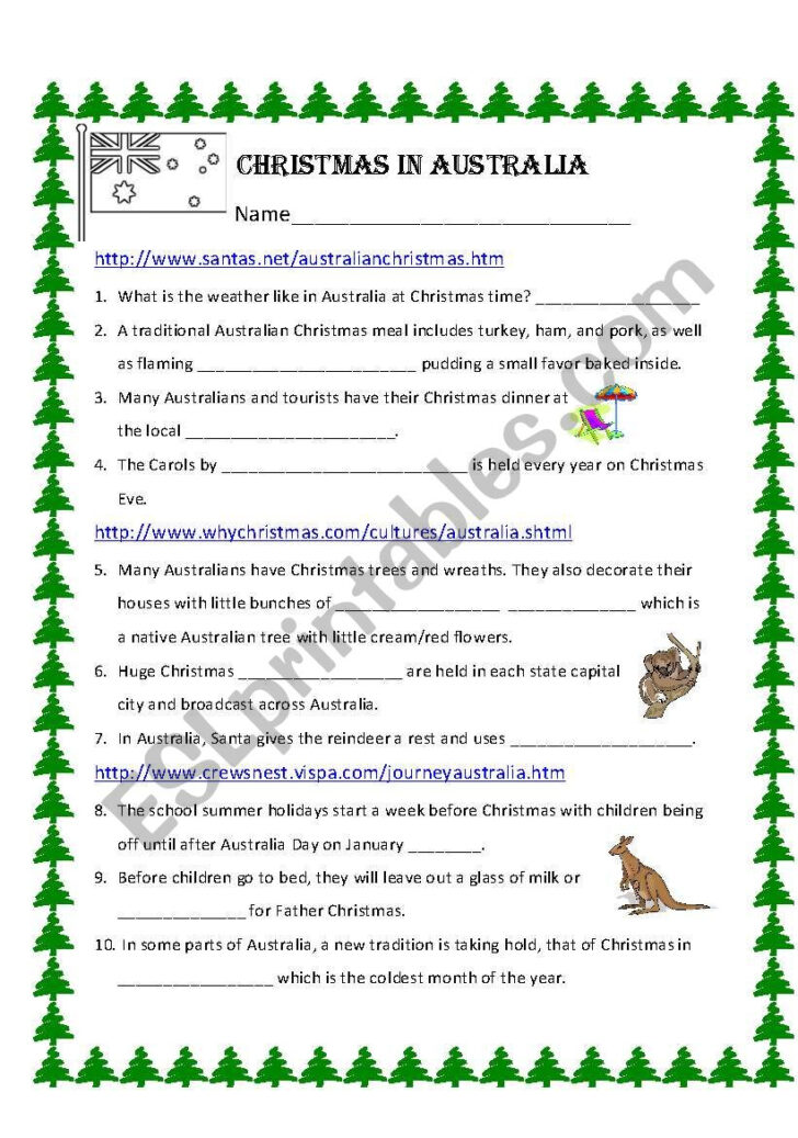 Christmas in Australia Worksheets Christmas in Australia Worksheets