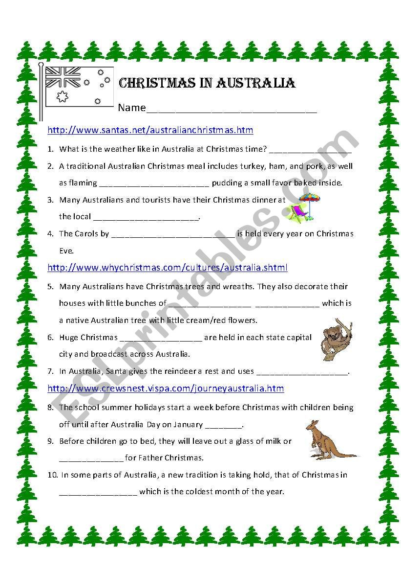 Christmas In Australia - Esl Worksheetbechunter regarding Christmas in Australia Worksheets