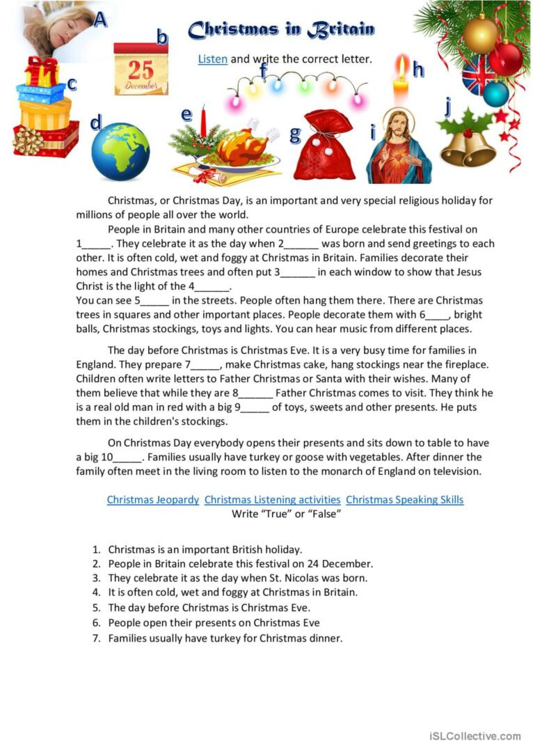 Christmas In Britain General Readin…: English Esl Worksheets Pdf &amp;amp; Doc pertaining to Christmas in Britain Worksheets