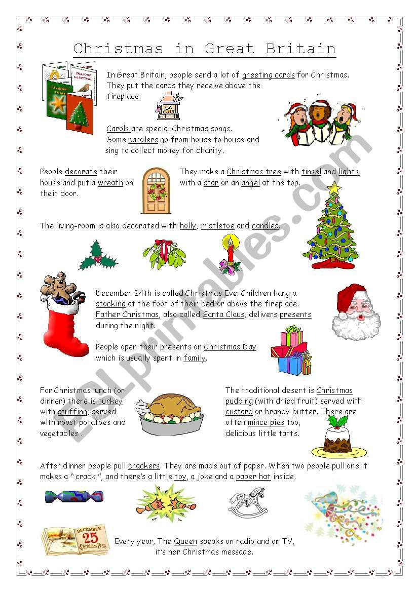 Christmas In Great Britain - Esl Worksheetnathalie891 with regard to Christmas In Britain Worksheets