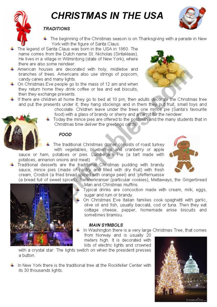 Christmas in America Worksheets