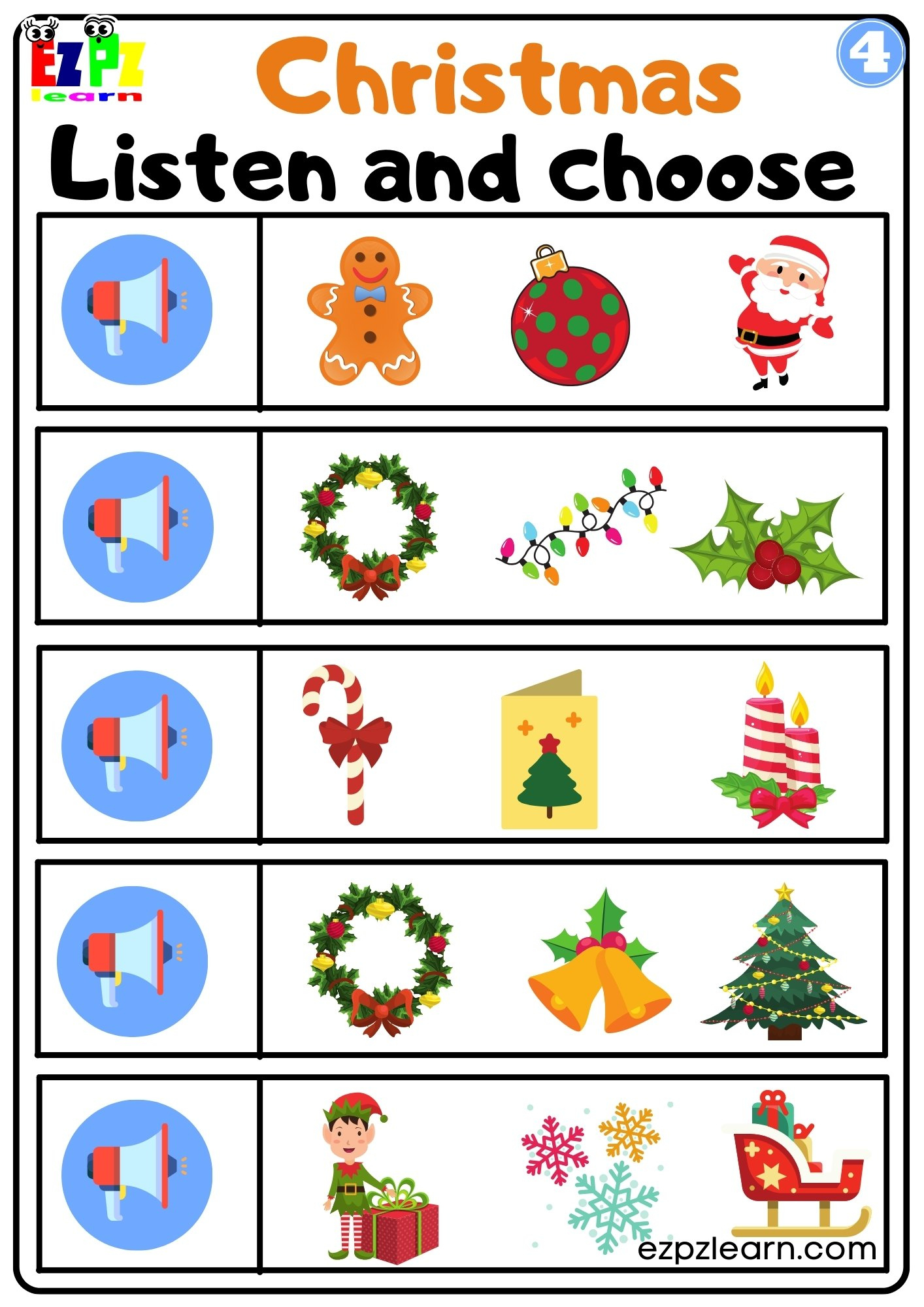 Christmas Interactive Worksheet Listen And Choose The Correct regarding Christmas Activities For Kids Worksheets