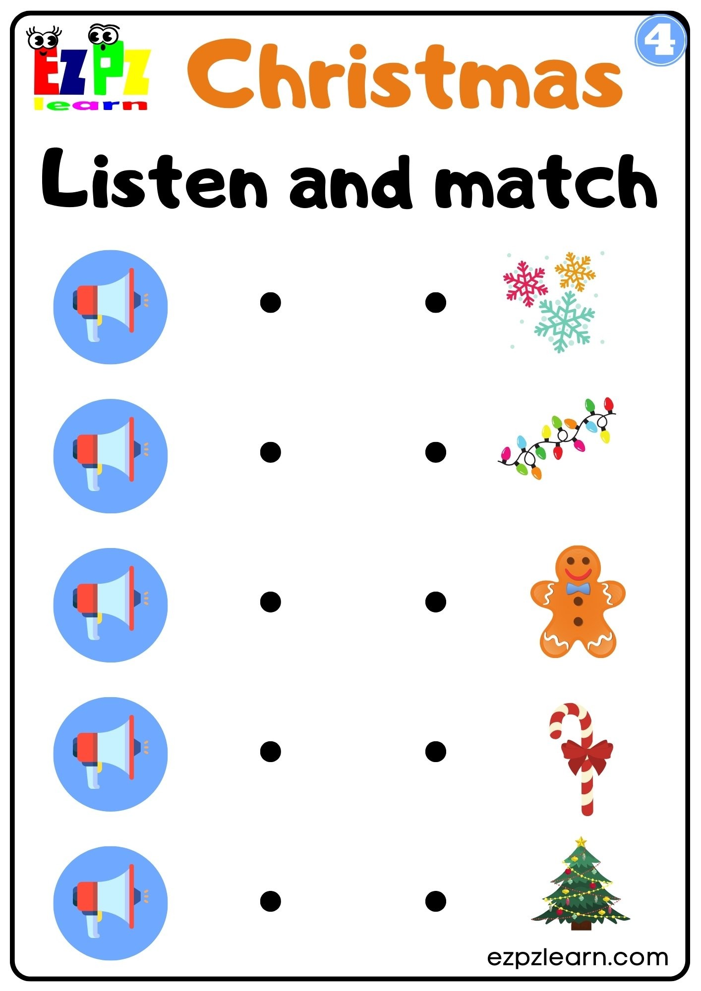 Christmas Interactive Worksheet Listen And Match The Correct in Free Printable Christmas Matching Worksheets