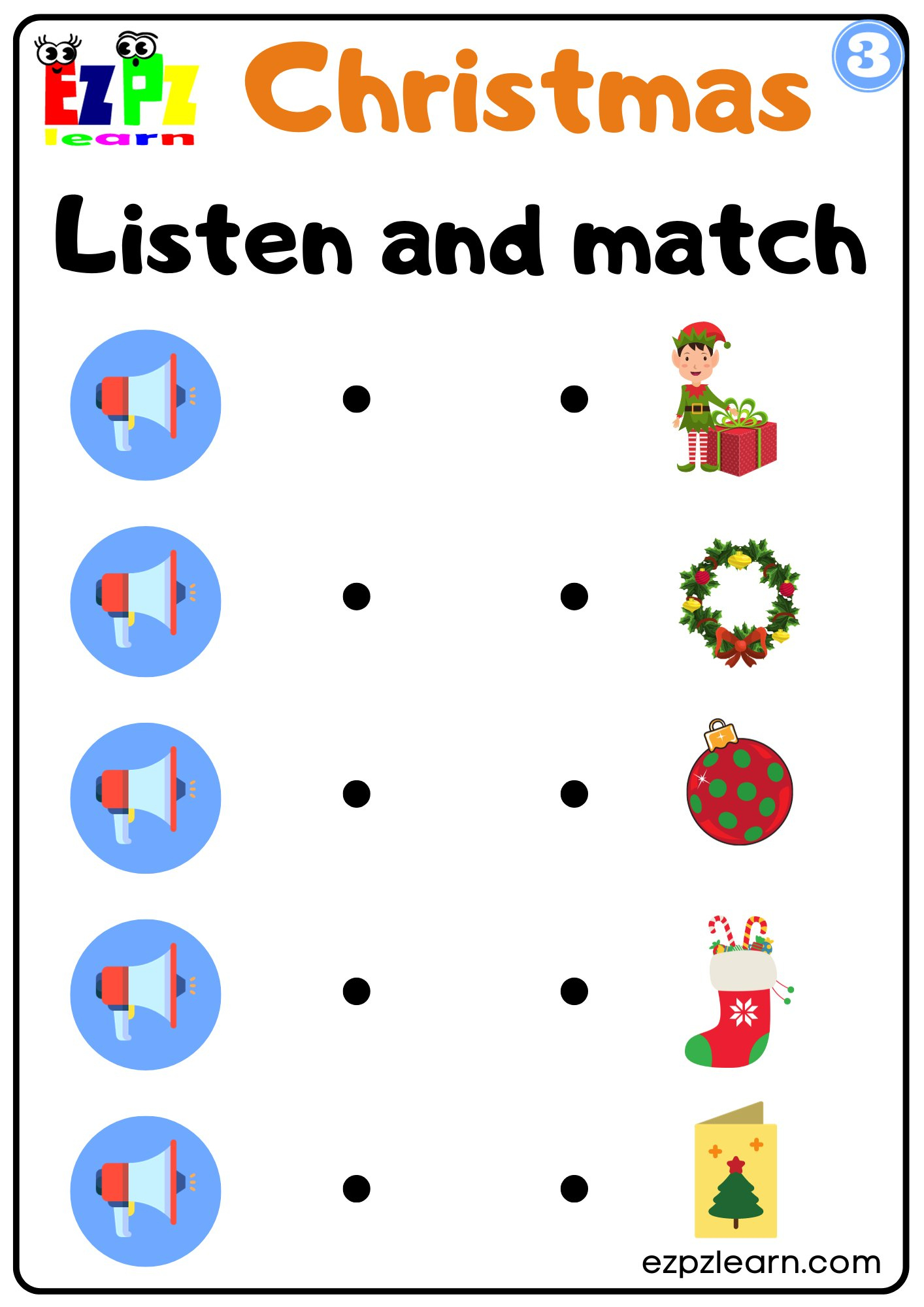 Christmas Interactive Worksheet Listen And Match The Correct inside Christmas Matching Worksheets Printable