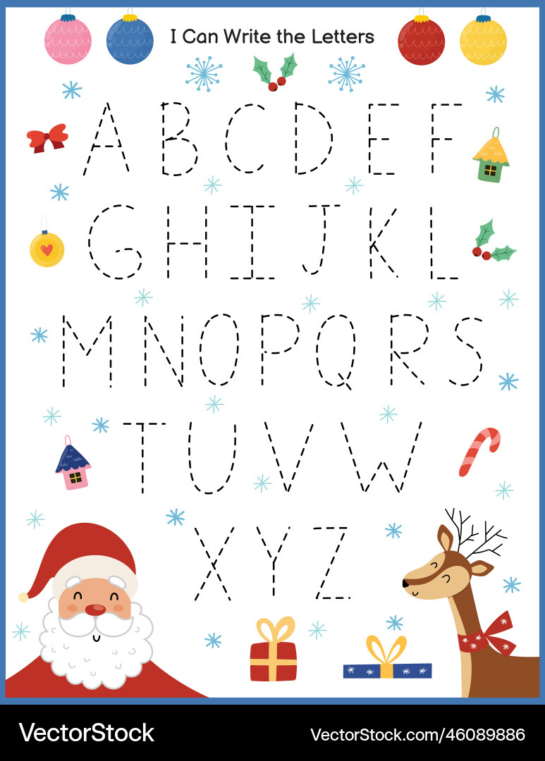 Christmas Letter Tracing Worksheet For Kids – Royalty-Free Vector with regard to Christmas Letter Tracing Worksheets