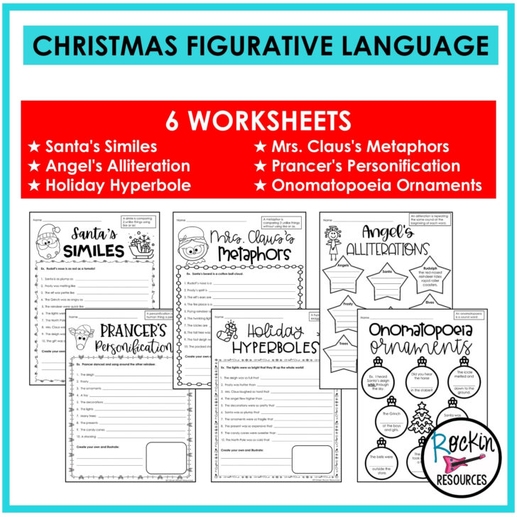 Christmas Figurative Language Worksheets Christmas Figurative Language Worksheets