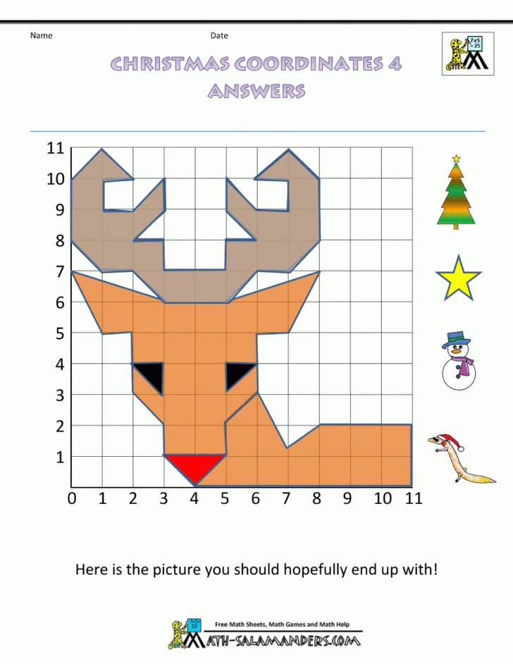 Free Christmas Coordinates Worksheets