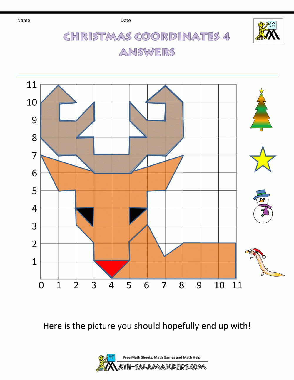 Christmas Math 5Th Grade Worksheets pertaining to Free Printable Christmas Coordinates Worksheets