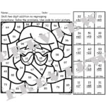 Christmas Math Coloring Pages 2 Digit Addition With Regrouping Inside Christmas Addition Coloring Worksheets