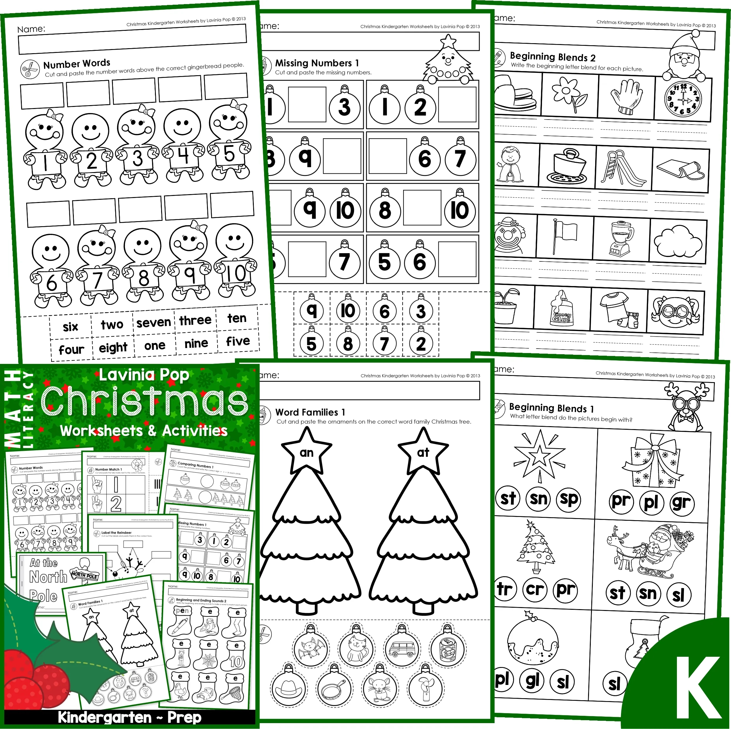 Christmas Math &amp;amp; Literacy Worksheets &amp;amp; Activities For Kindergarten for Christmas Worksheets For 1st Grade
