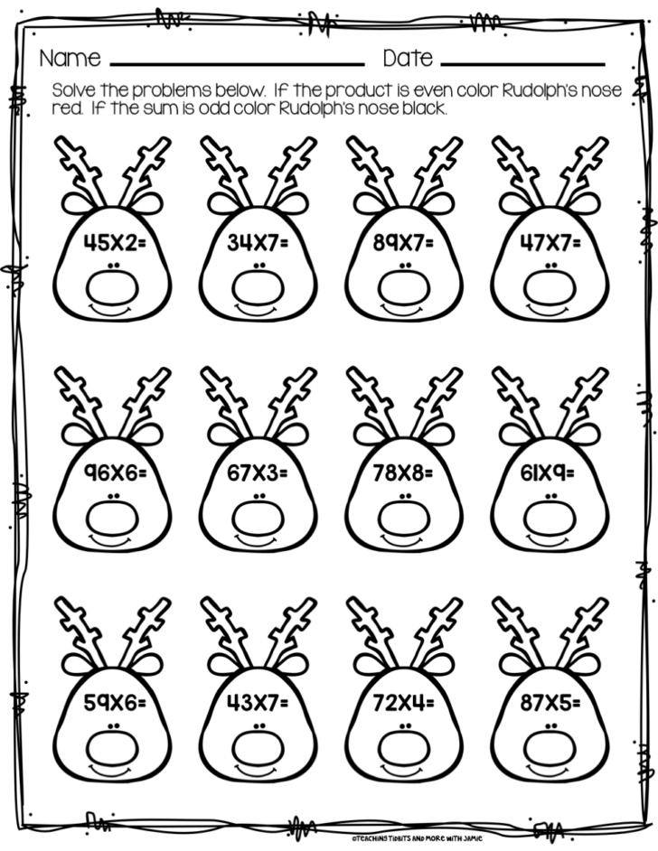 First Grade Christmas Math Worksheets