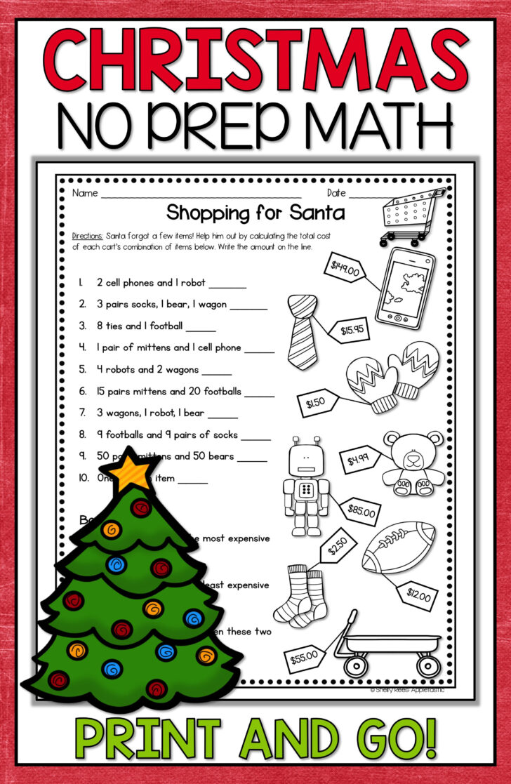 Christmas Worksheets For Sixth Graders