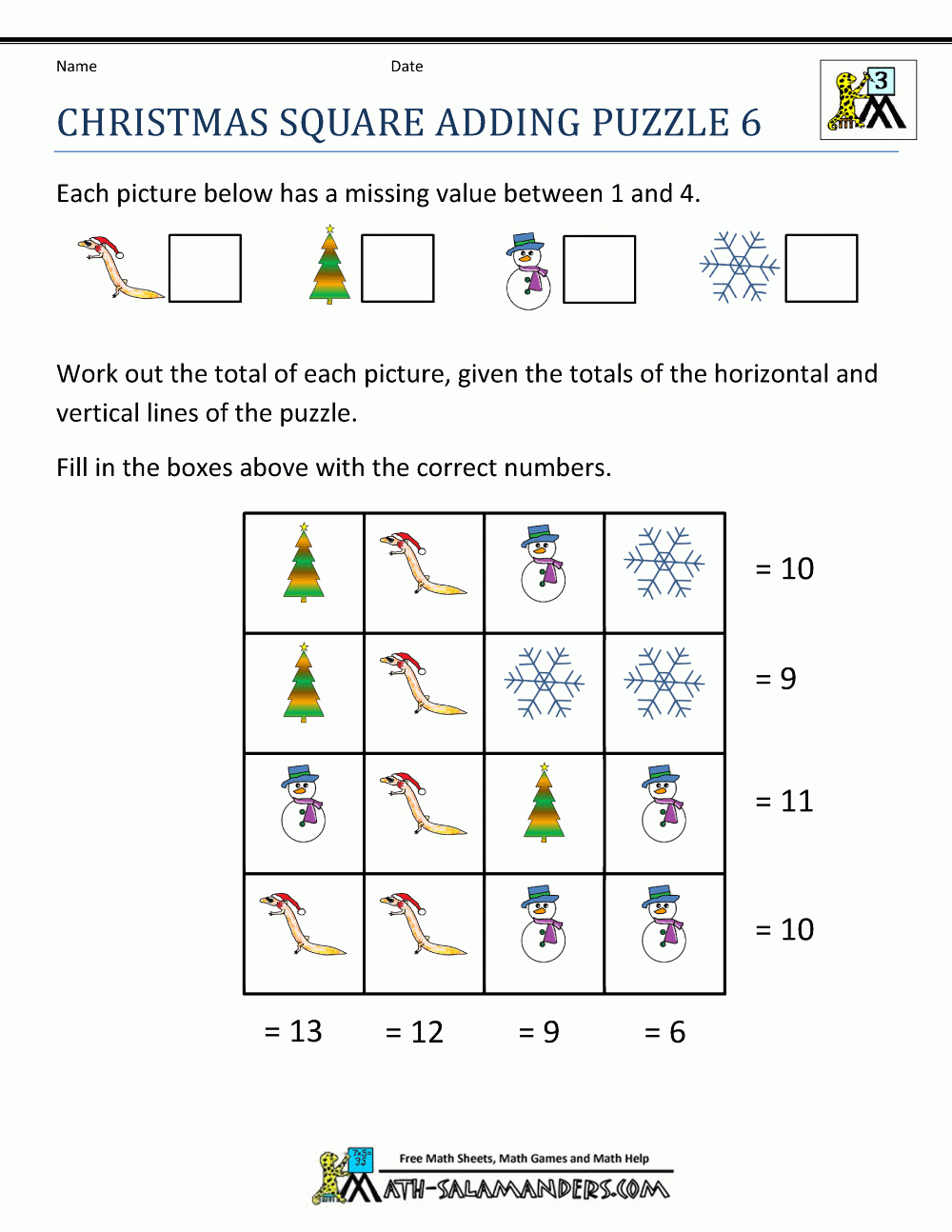Christmas Math Worksheets for Free Printable Math Christmas Worksheets