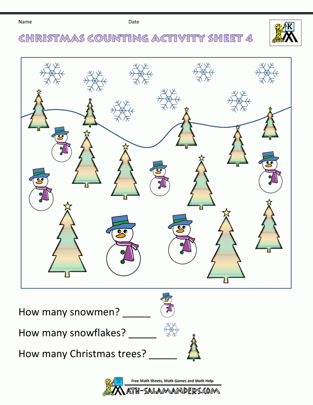 Christmas Math Worksheets For Kindergarten for Free Christmas Math Worksheets For Preschool