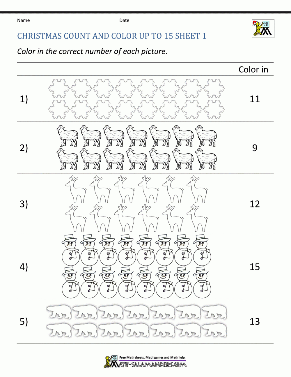Christmas Math Worksheets For Kindergarten intended for Christmas Counting Worksheets For Kindergarten