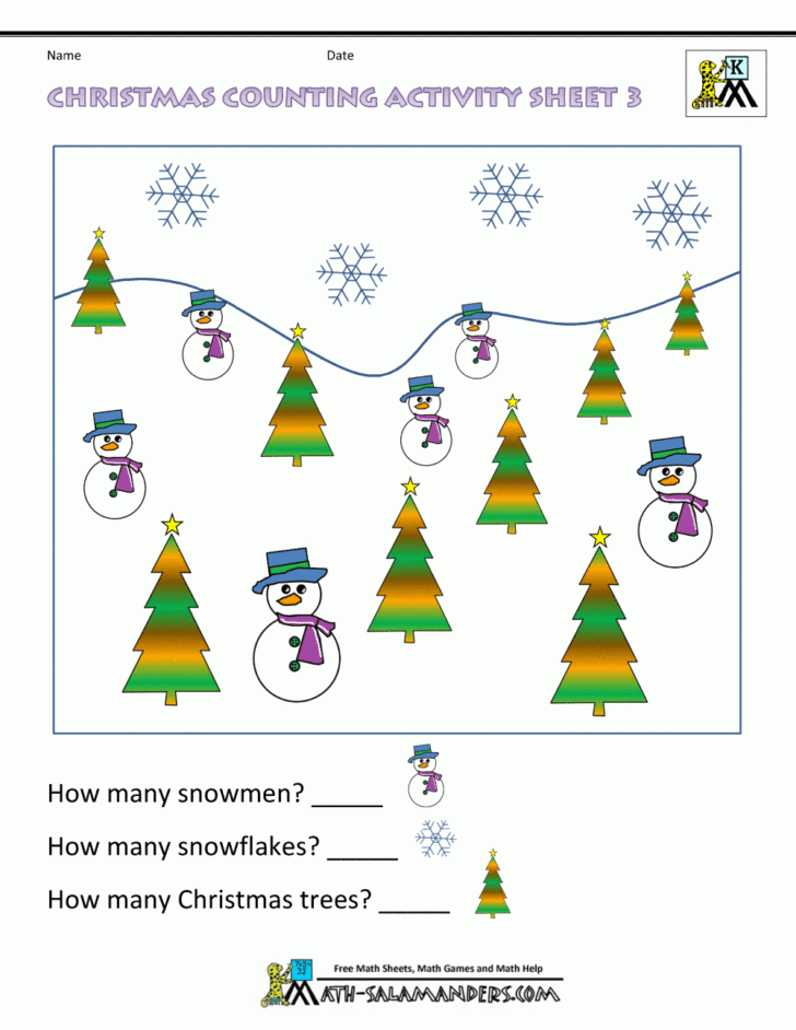 Christmas Math Worksheets For Preschoolers