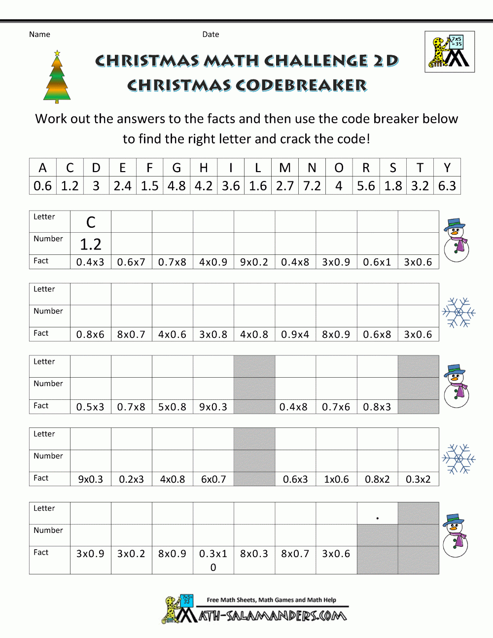 Christmas Math Worksheets (Harder) within Free Christmas Division Worksheets