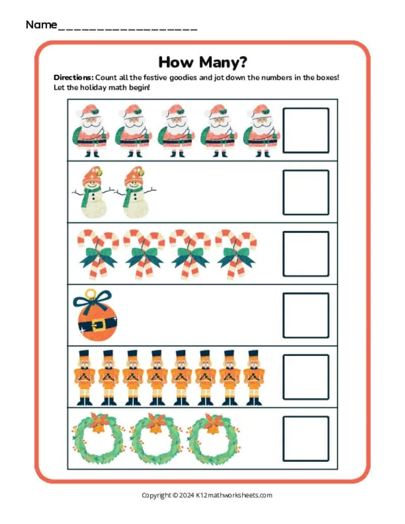 Christmas Math Worksheets - K12 Math Worksheets regarding Christmas Math Worksheets For Kindergarten