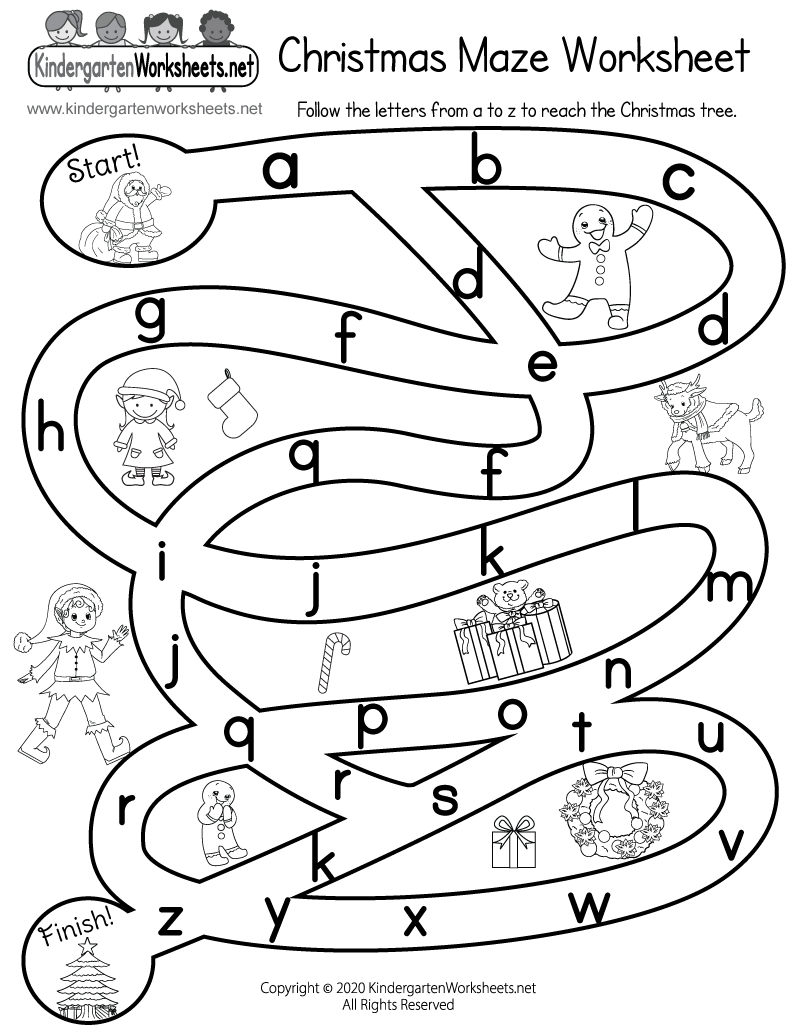 Christmas Maze Worksheet - Free Printable, Digital, &amp;amp; Pdf intended for Christmas Alphabet Worksheets Kindergarten