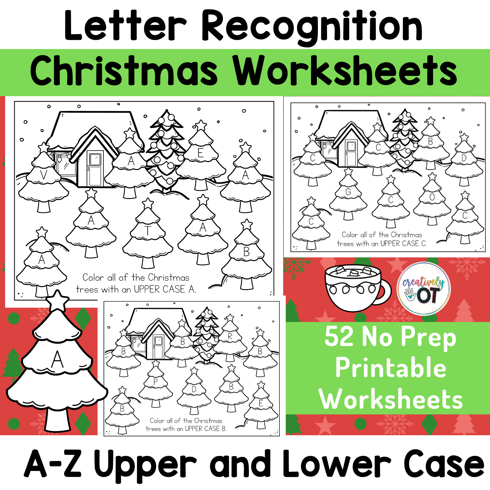 Christmas Mini Letter Recognition And Visual Scanning A-Z in Christmas Letter Recognition Worksheets