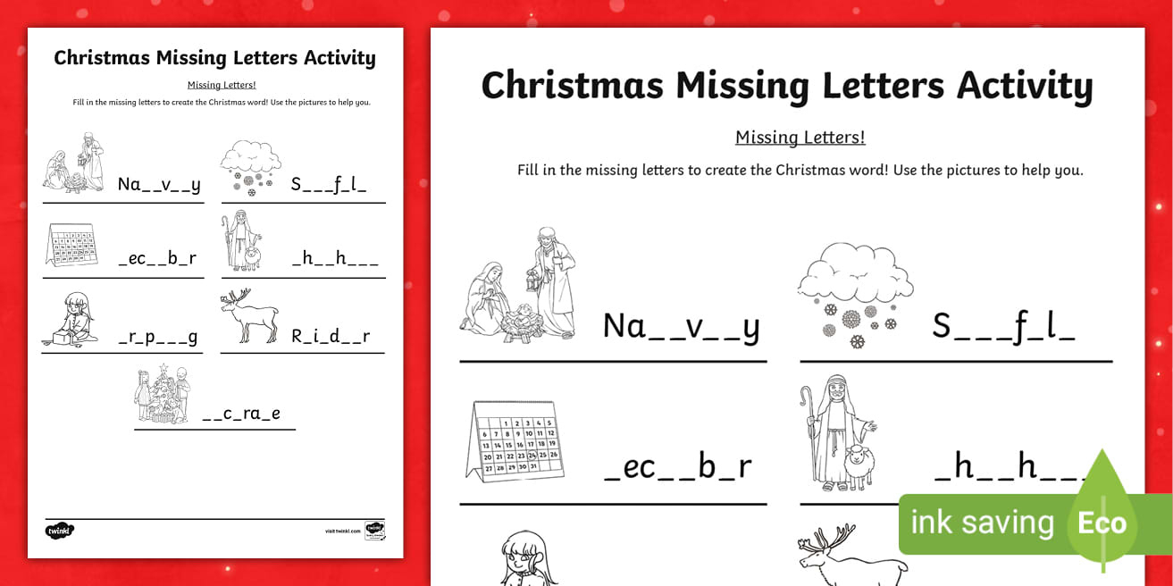 Christmas Missing Letters Activity with regard to Christmas Missing Letter Worksheets