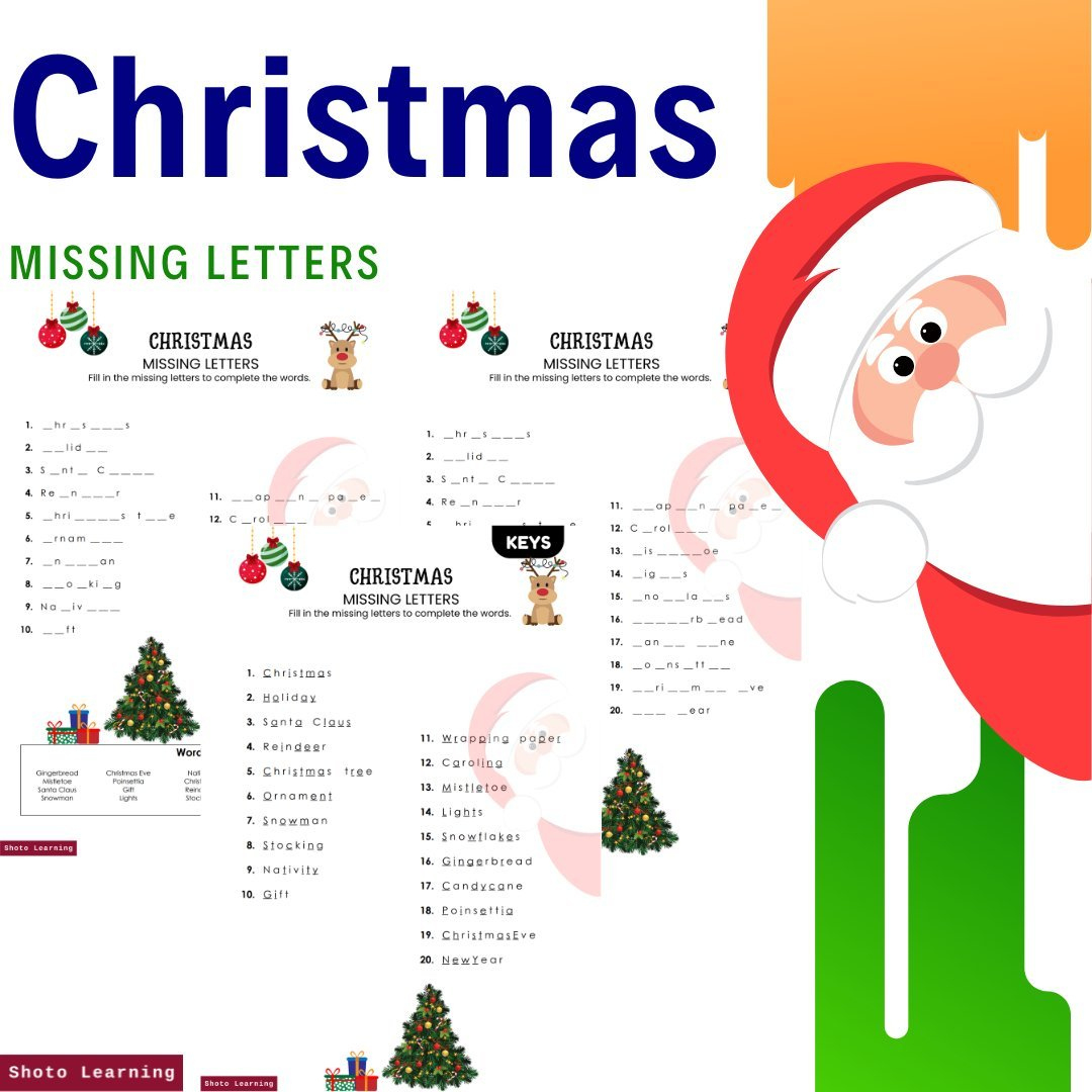 Christmas Missing Letters Worksheet – Fun Spelling Activity throughout Christmas Missing Letter Worksheets