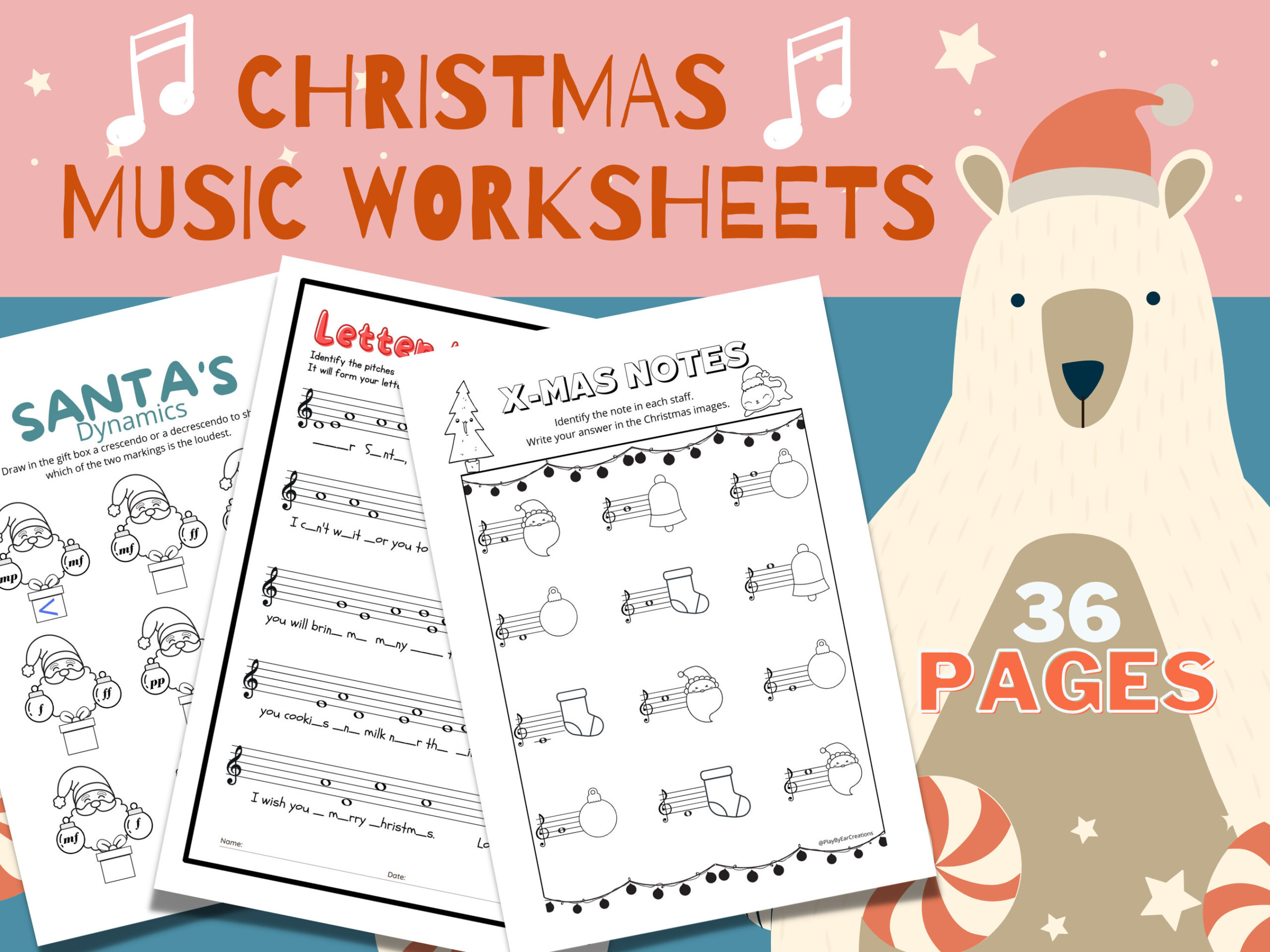 Christmas Music Worksheets - Printable - Instant Download - Music regarding Printable Christmas Music Worksheets
