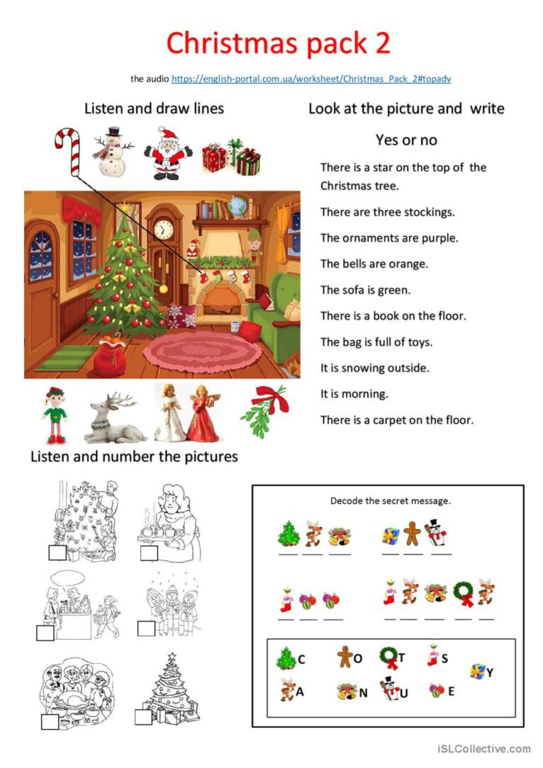 Christmas Pack: Esl Listening, Readi…: English Esl Worksheets Pdf with regard to Esl Christmas Worksheets Adults