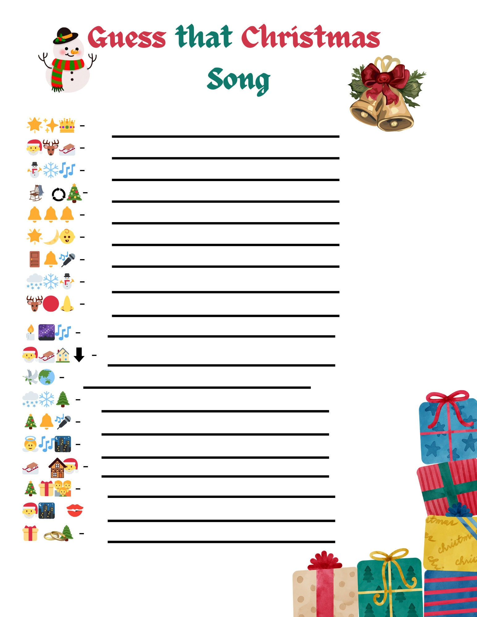Christmas Party Games | Christmas Song Emoji Quiz | Christmas in Guess The Christmas Song Worksheets