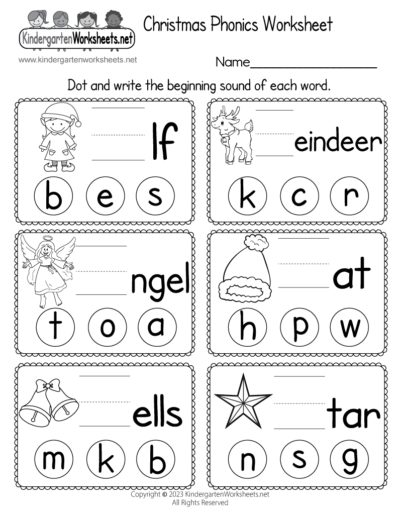 Christmas Phonics Worksheet - Free Printable, Digital, &amp;amp; Pdf inside Free Christmas Worksheets For Kindergarten
