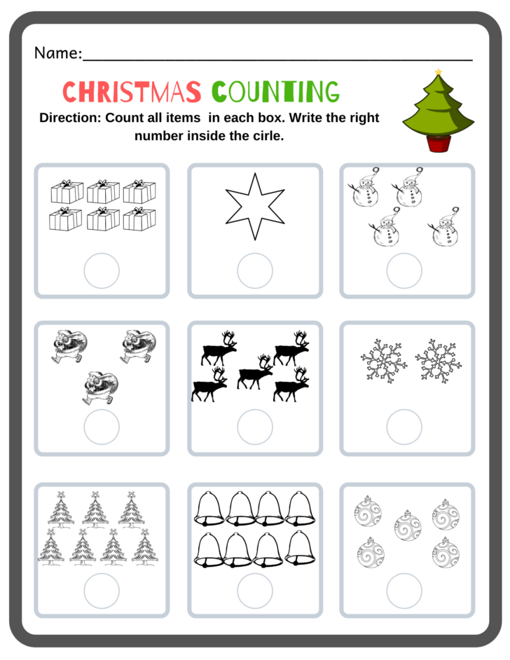 Christmas Math Worksheets For Kindergarten