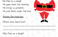 Christmas Reading Comprehension Grade 1 - English Created throughout Free Christmas Reading Worksheets